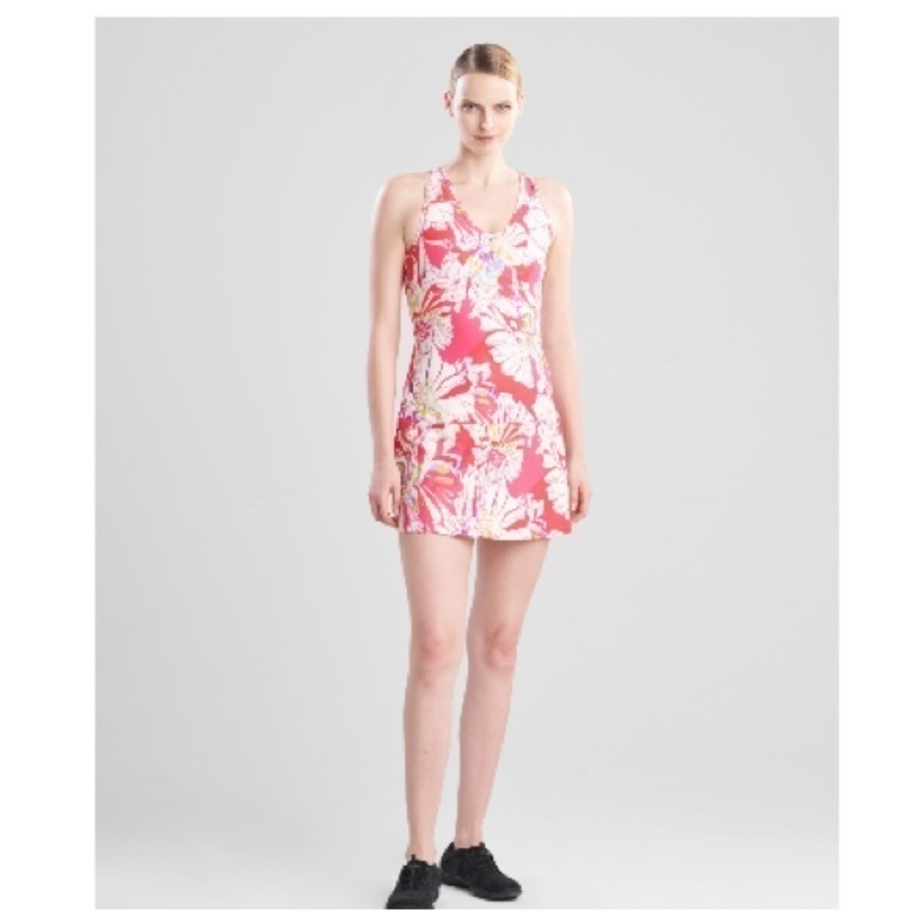 NWT Natori Josie Solstice Floral Poppy Tennis Dress Back-Cutout Pink Poppy - Picture 3 of 12